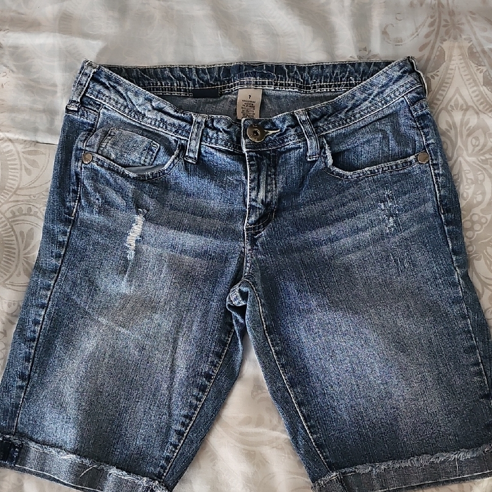 Arizona Jean Company Junior Size 7 Dark Blue Denim Bermuda Shorts